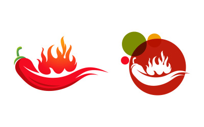 Plantilla de logotipo con icono de chile natural al rojo vivo, ilustración vectorial v.1