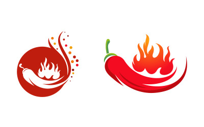 Rotes scharfes natürliches Chili-Symbol-Logo-Vorlage, Vektorillustration v.4