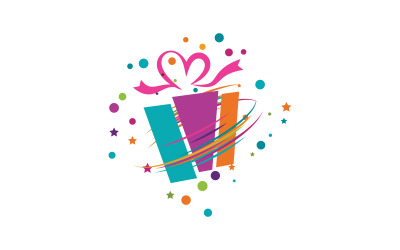 Modello di progettazione del logo dell&amp;#39;illustrazione vettoriale dell&amp;#39;icona della scatola regalo v.12
