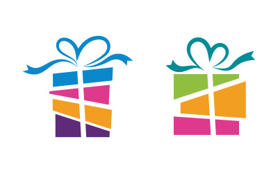 Modello di progettazione del logo dell&amp;#39;illustrazione vettoriale dell&amp;#39;icona della scatola regalo v.2