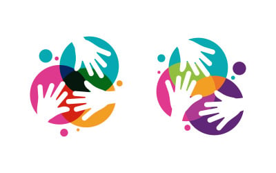 Hand Concept Mutual help care social humanity Logo design template v.16