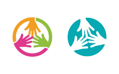 Mão Conceito Ajuda mútua cuidado humanidade social Modelo de design de logotipo v.19
