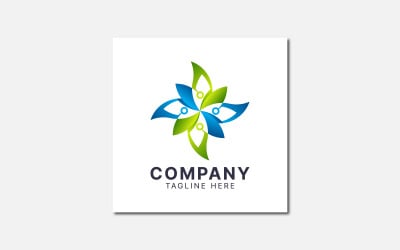 Abstract flower technology colorful logo template.