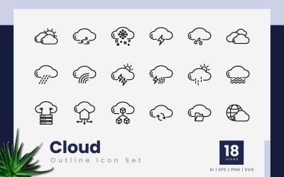 Cloud Outline Icons Bundle