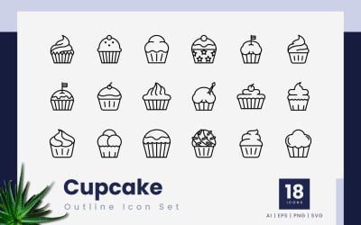 Cupcake disposition ikoner Set