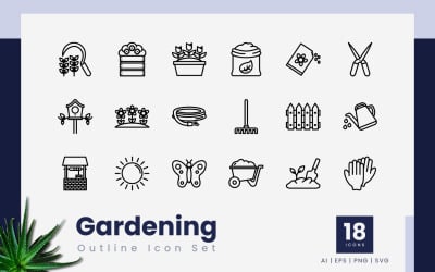 Gardening Outline Icon Set