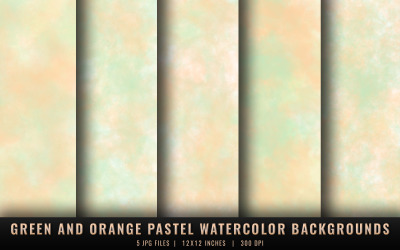 Green and Orange Pastel Watercolor Backgrounds