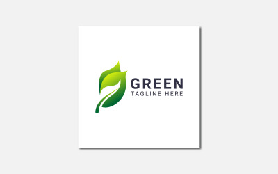 Modèle de conception de logo de feuille verte.