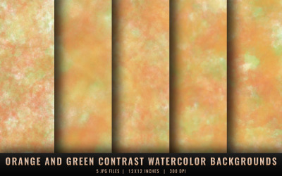 Orange and Green Contrast Watercolor Backgrounds