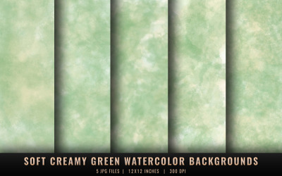 Soft Creamy Green Watercolor Backgrounds