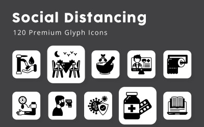 Pack d&amp;#39;icônes de glyphes de distanciation sociale