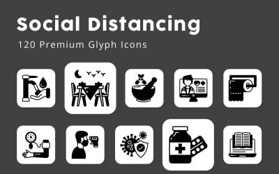 Paquete de iconos de glifos de distanciamiento social