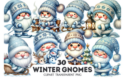 Simpatici gnomi invernali. Clipart, PNG.
