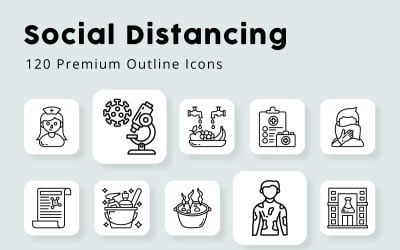 Social Distancing Outline Icons Pack