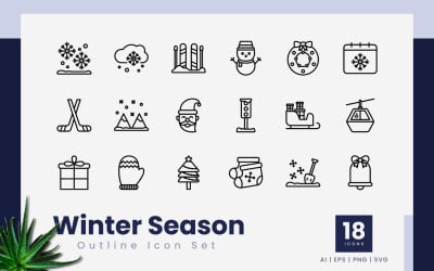 Winter Season Outline Icon Set