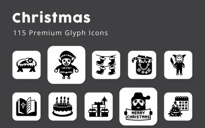 Christmas Glyph Icons Pack