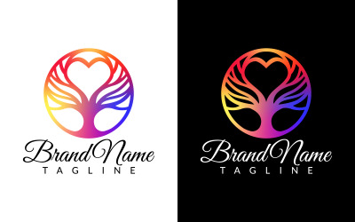 Design moderno futuristico ed elegante del logo dell&amp;#39;albero Logo dell&amp;#39;albero dell&amp;#39;amore Logo della natura Design creativo del logo colorato