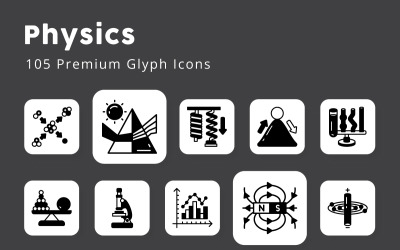 Fizika Glyph Icons Pack Vector