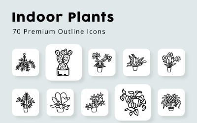 Indoor Plants Outline Icons Pack