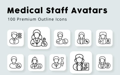 Medical Staff Avatars Outline Icons Pack
