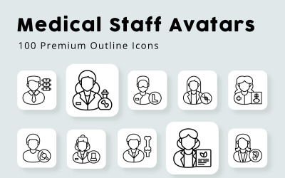 Medisch personeel Avatars Outline Icons Pack