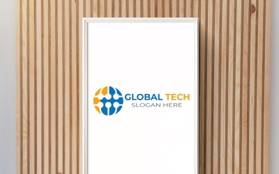 Modèle de logo de technologie mondiale
