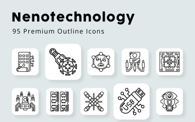 Pack d&amp;#39;icônes de contour de nanotechnologie