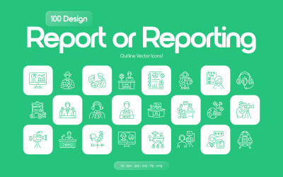 Set di icone di report o reporting