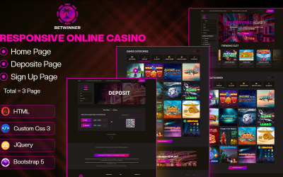BetWinner - HTML-mall för onlinekasino och hasardspel