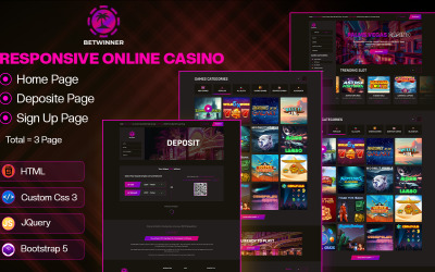BetWinner – HTML-шаблон онлайн-казино та азартних ігор