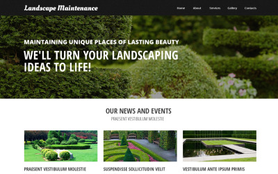 Plantilla de sitio web adaptable de diseño de paisaje