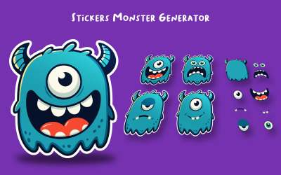 Cute Monster Sticker Maker - Vector