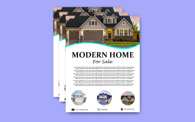 Modern Home Sale Flyer Design For PSD Mockup Template