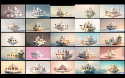 Mosque architecture of a 3D Islamic