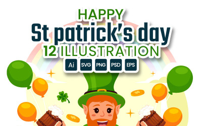 12 Glad St Patrick&amp;#39;s Day Illustration