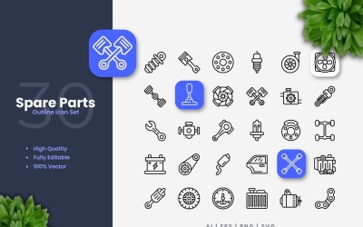 30 запасних частин контур набір іконок