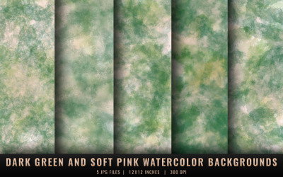 Dark Green and Soft Pink Watercolor Backgrounds