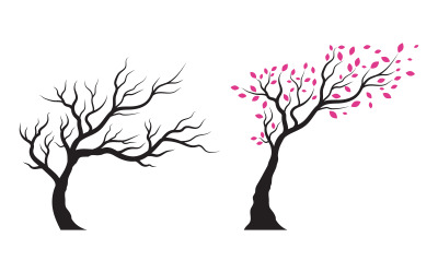 Tree with leaf branches illustration design background template v.7