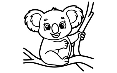 A line drawing of a koala