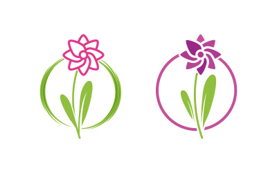 Szablon projektu logo ikony wektorowej kwiaciarni piękności v.19