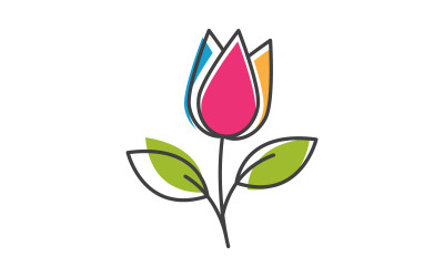 Szablon projektu logo ikony wektorowej kwiaciarni piękności v.4
