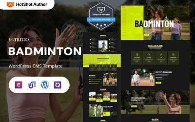 Peteca - Liga de Badminton e Clube de Badminton WordPress Elementor Theme