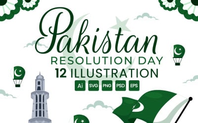 12 Pakistan Resolution Day Vector Illustration