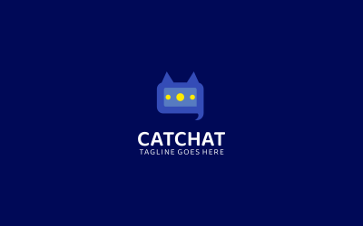 Cat Chat Simple Logo Template