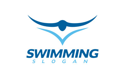 Sport acquatici nuoto Illustrazione vettoriale Logo design Template v.37