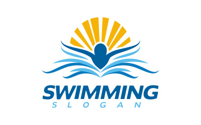 Sport acquatici nuoto Illustrazione vettoriale Logo design Template v.44