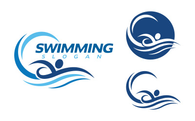 Sport acquatici nuoto Illustrazione vettoriale Logo design Template v.49