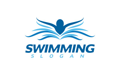 Su Sporu yüzme Vektör illüstrasyon Logo tasarım Şablonu v.40