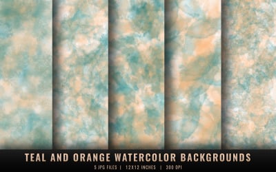 Teal and Orange Watercolor Backgrounds