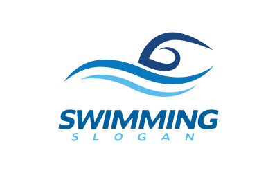 Watersport zwemmen Vectorillustratie Logo-ontwerp Sjabloon v.47